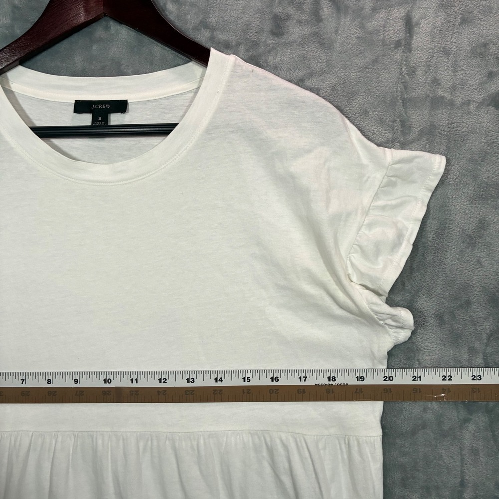 J. Crew White Tiered Ruffle Sleeve T Shirt Midi Dress Women's‎ Size S - Picture 7 of 8
